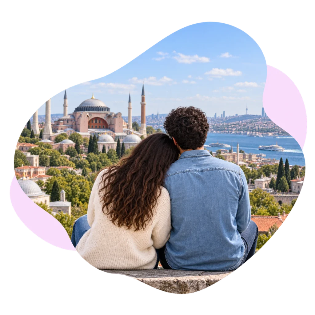 Bir çift birlikte bir an paylaşıyor.